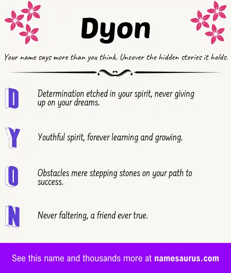 Acrostic poem about Dyon.