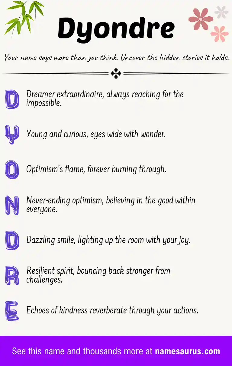 Acrostic poem about Dyondre.