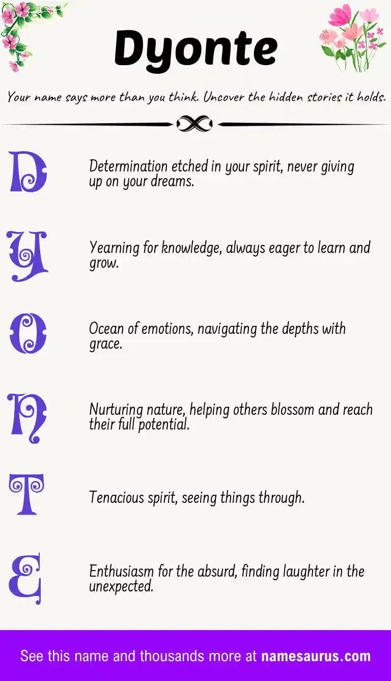 Acrostic poem about Dyonte.