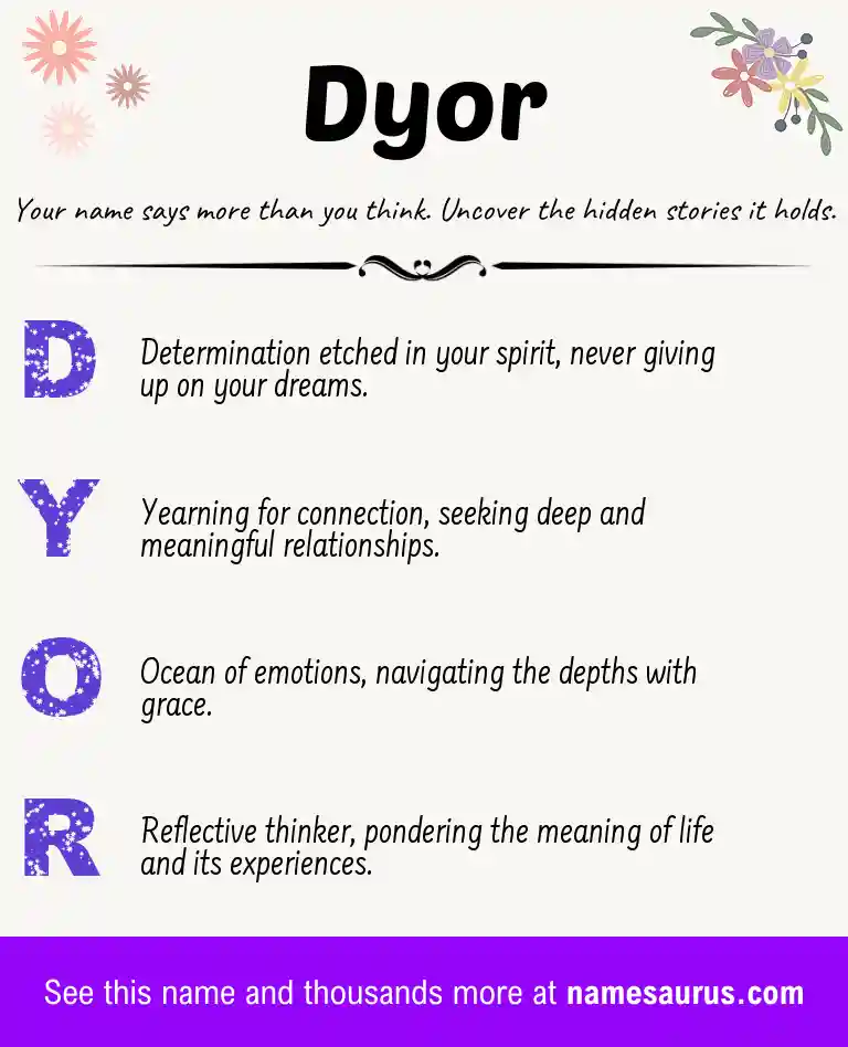 Acrostic poem about Dyor.