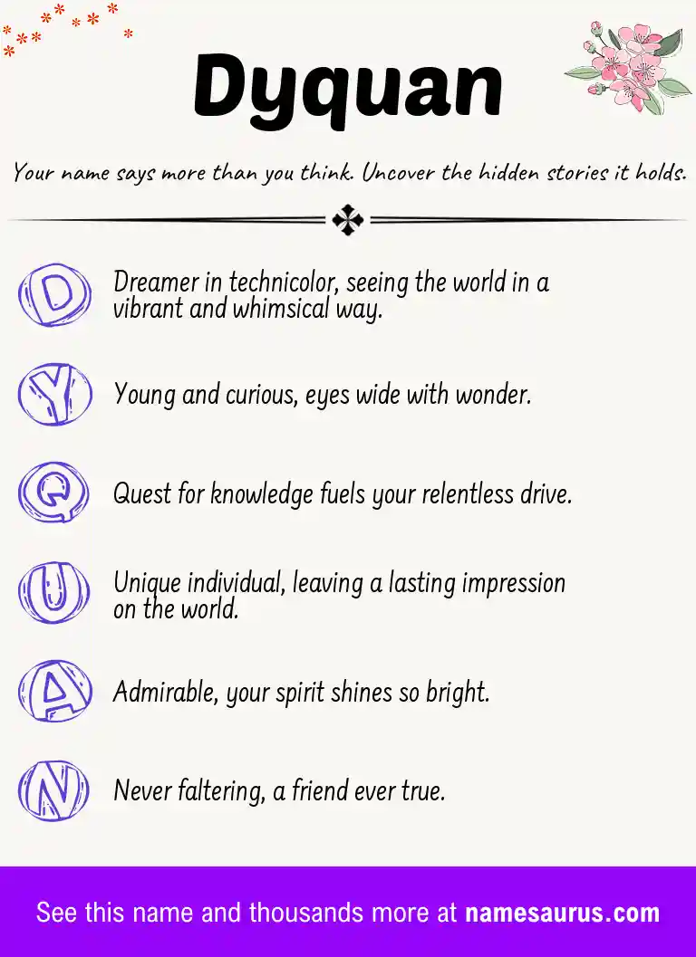 Acrostic poem about Dyquan.