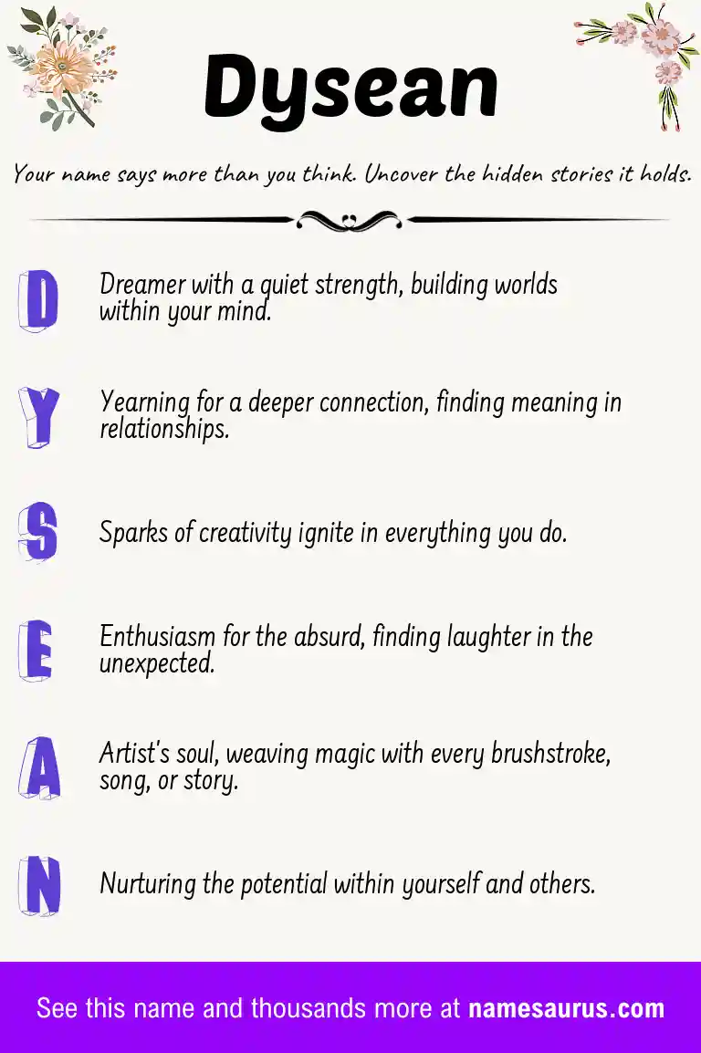 Acrostic poem about Dysean.