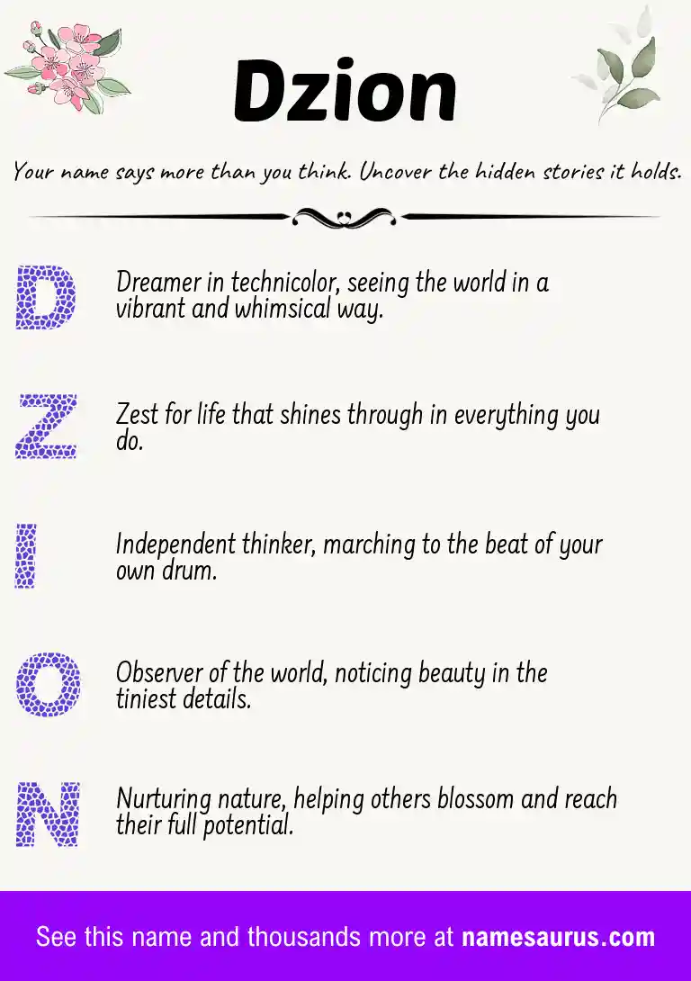 Acrostic poem about Dzion.
