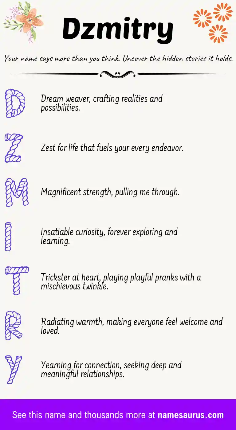 Acrostic poem about Dzmitry.