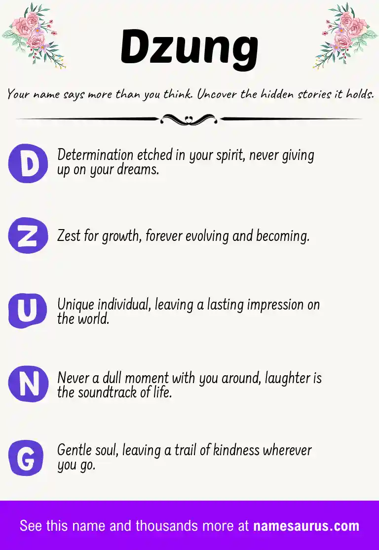 Acrostic poem about Dzung.