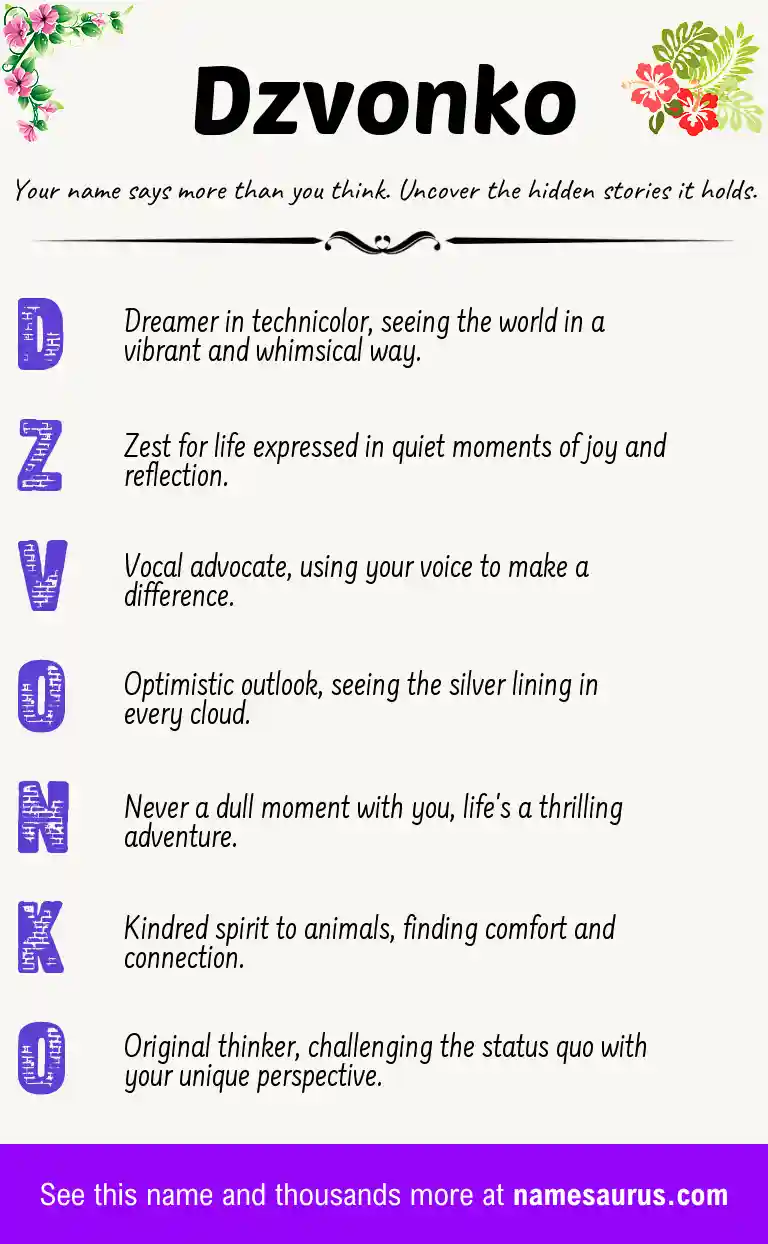 Acrostic poem about Dzvonko.