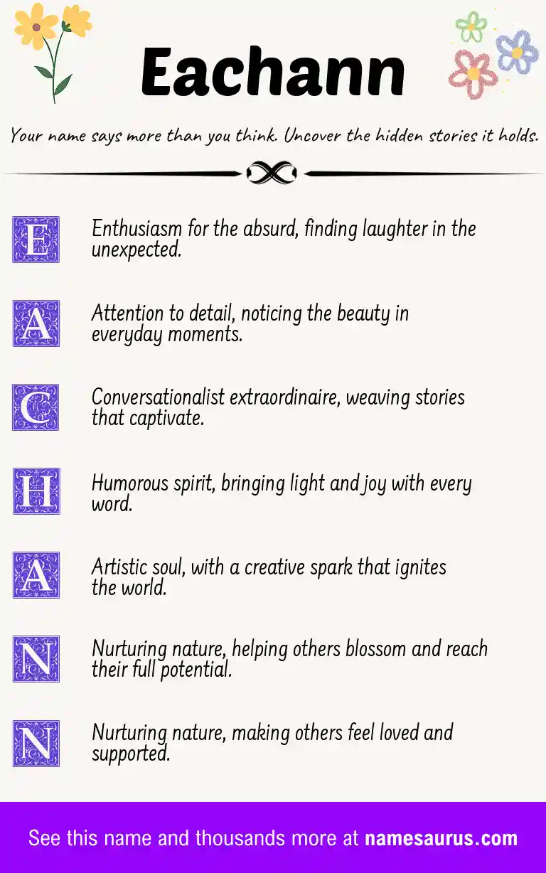 Acrostic poem about Eachann.