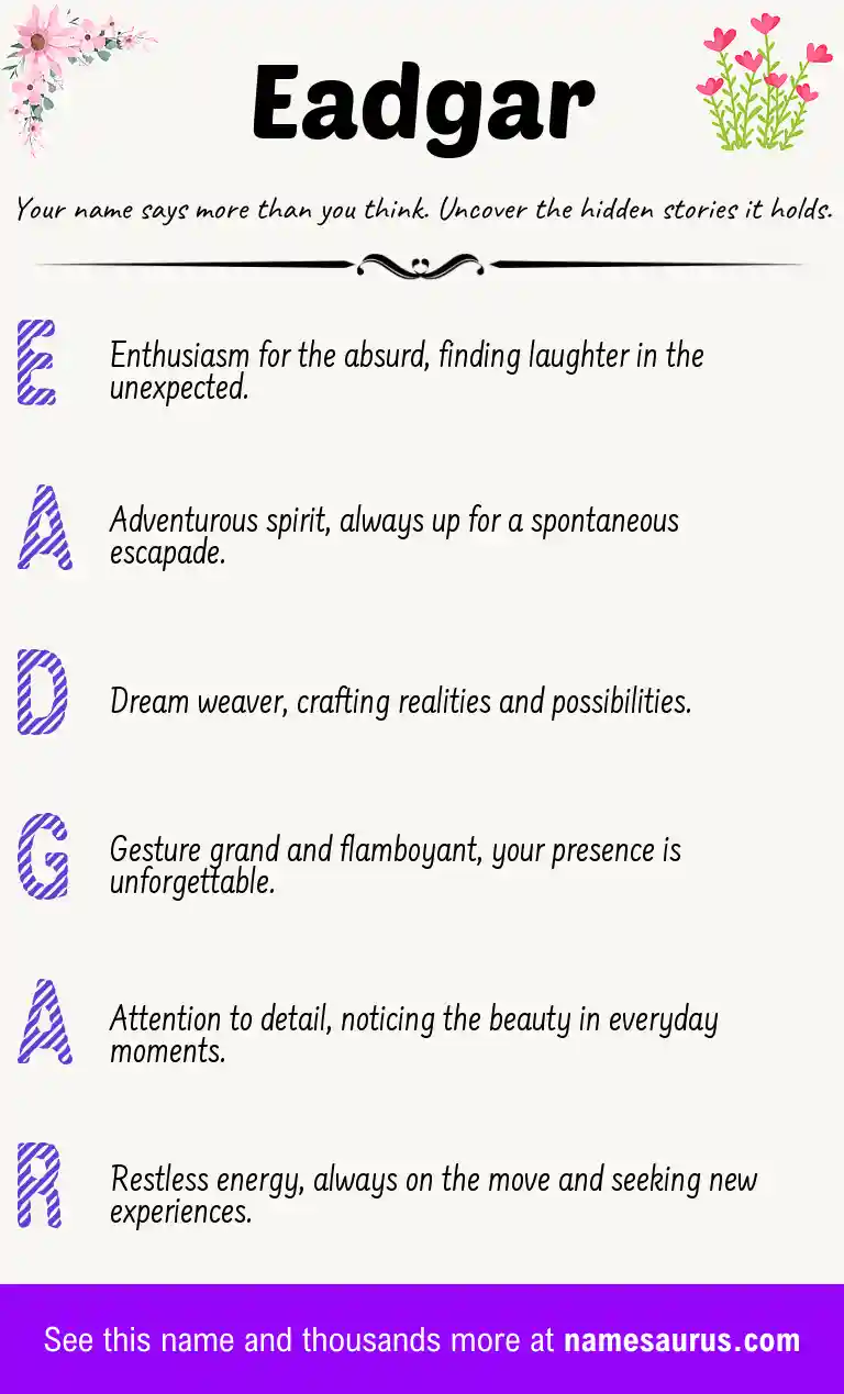 Acrostic poem about Eadgar.