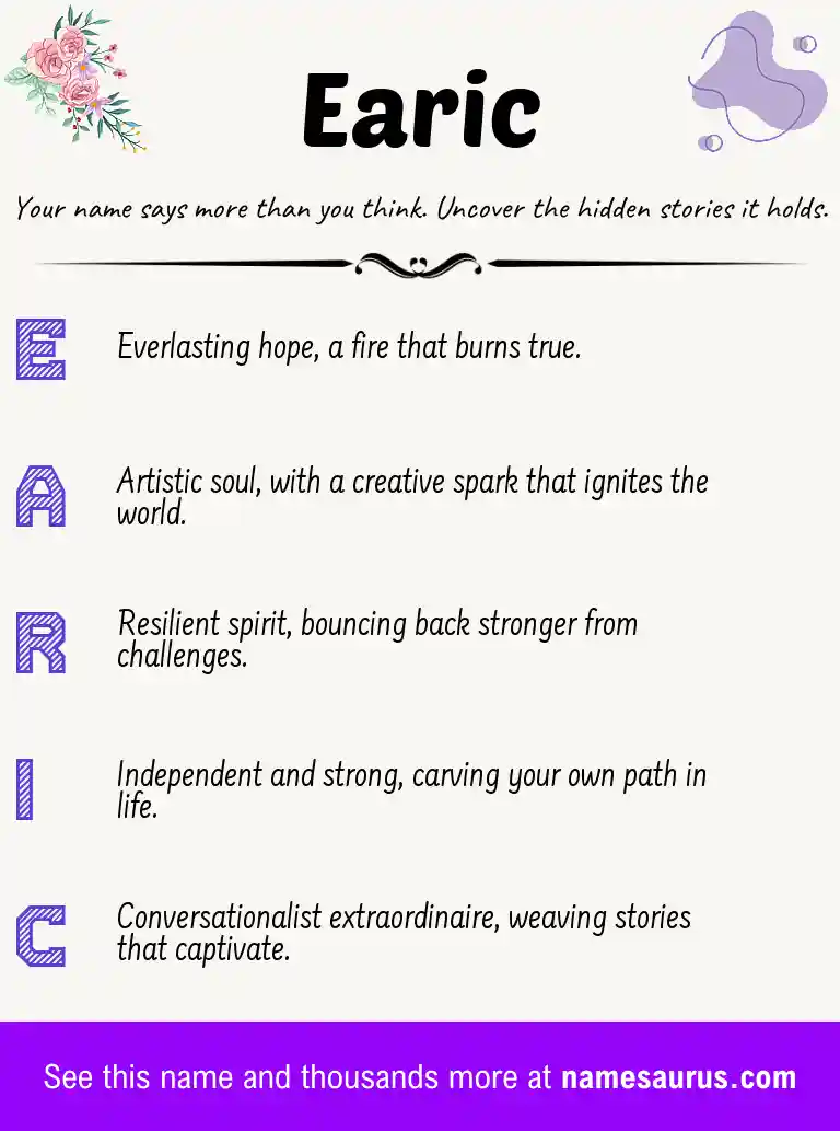 Acrostic poem about Earic.