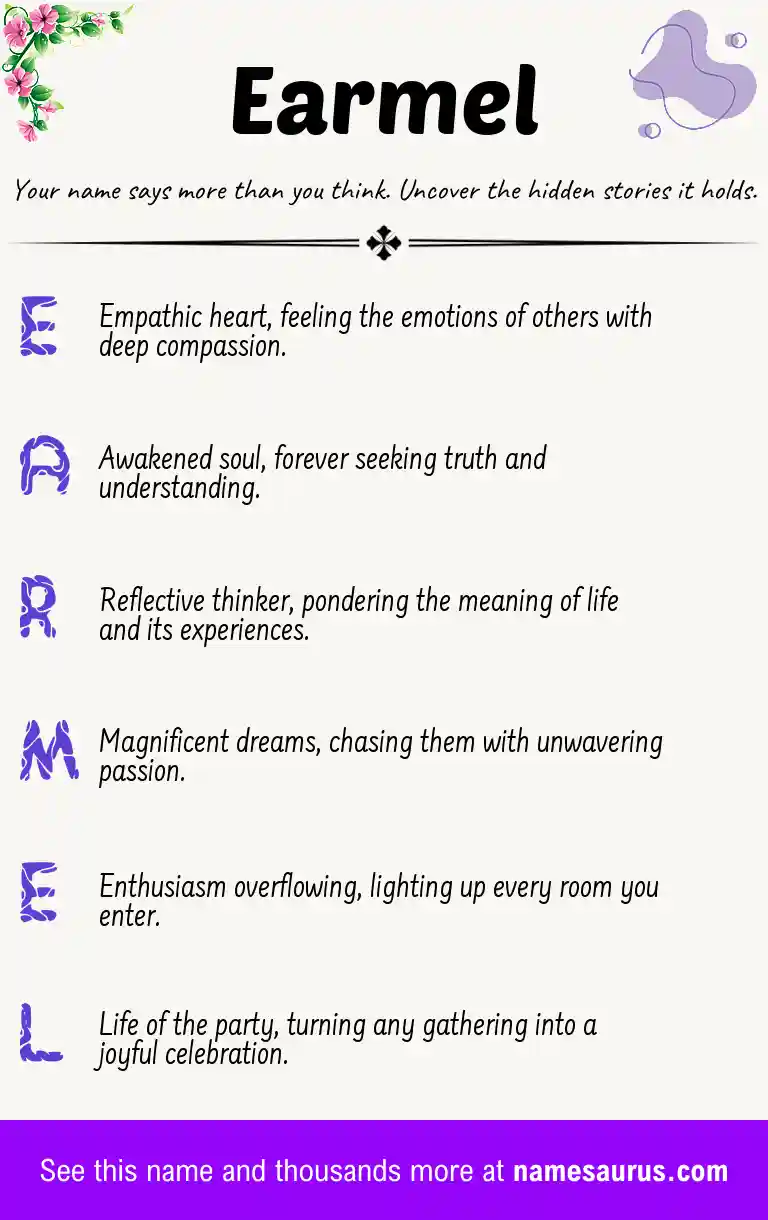 Acrostic poem about Earmel.