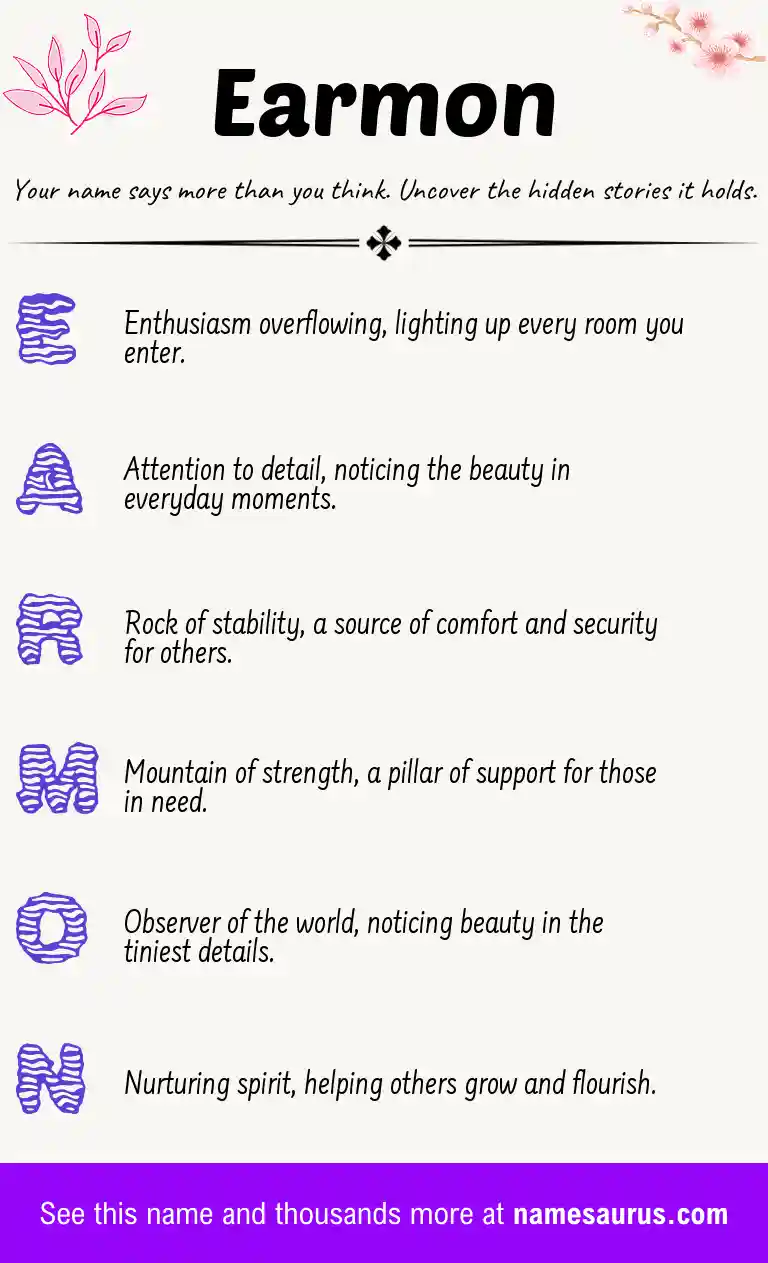 Acrostic poem about Earmon.
