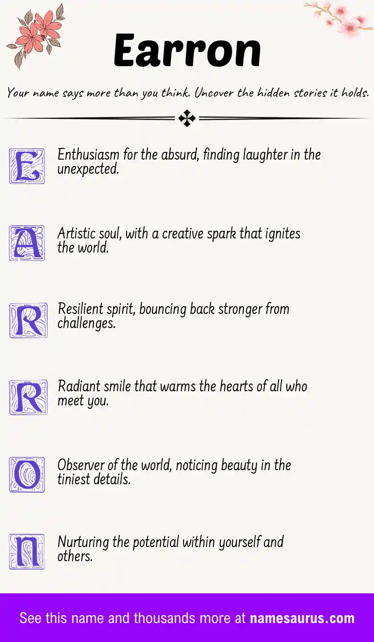 Acrostic poem about Earron.