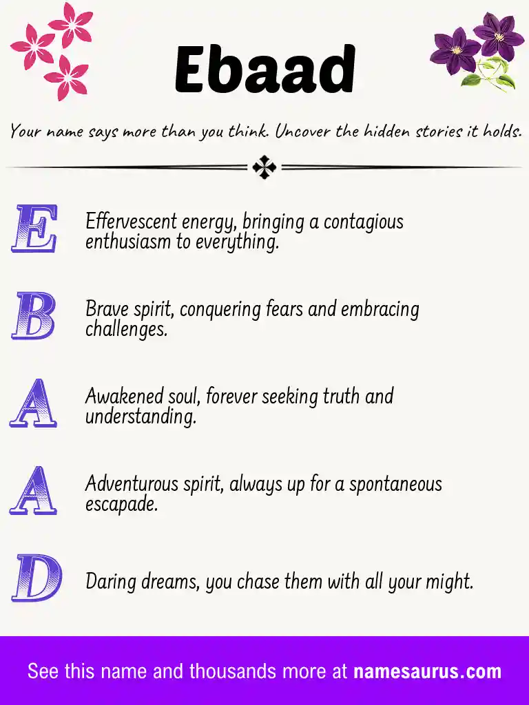 Acrostic poem about Ebaad.
