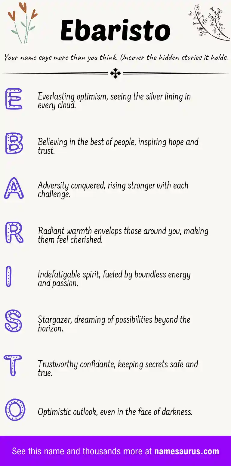 Acrostic poem about Ebaristo.