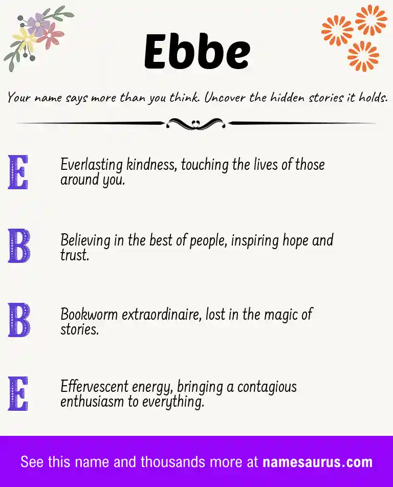 Acrostic poem about Ebbe.