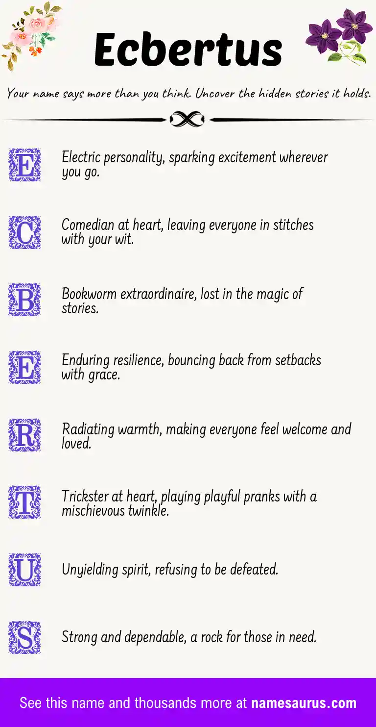 Acrostic poem about Ecbertus.