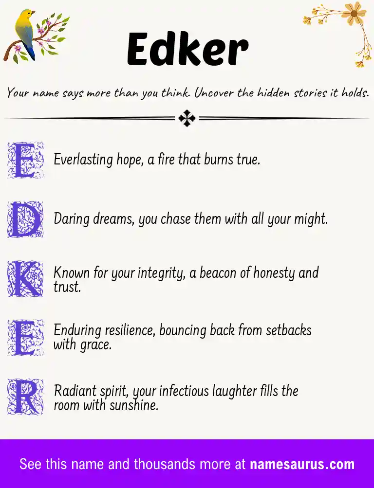 Acrostic poem about Edker.
