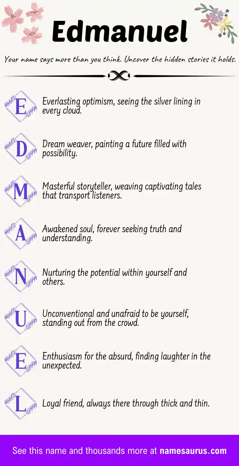 Acrostic poem about Edmanuel.