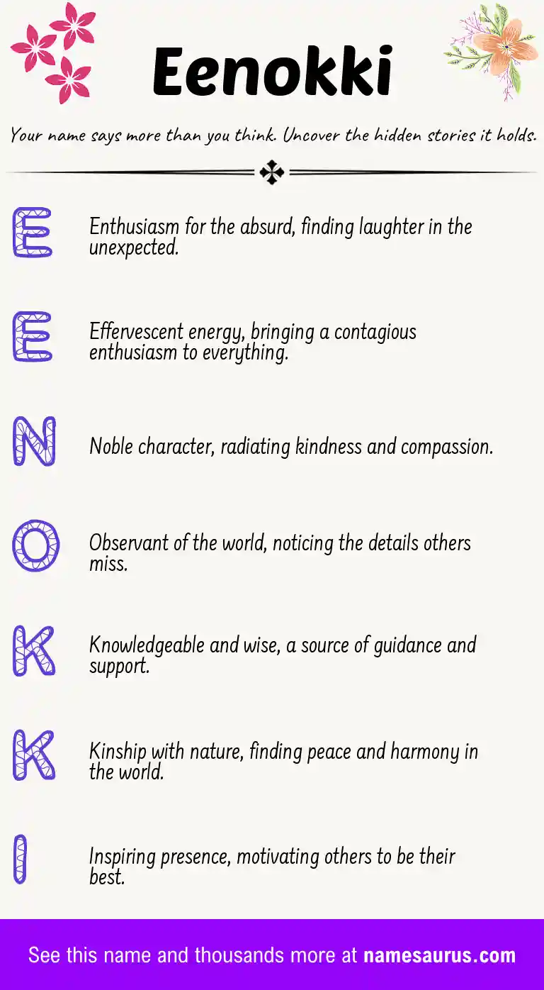 Acrostic poem about Eenokki.