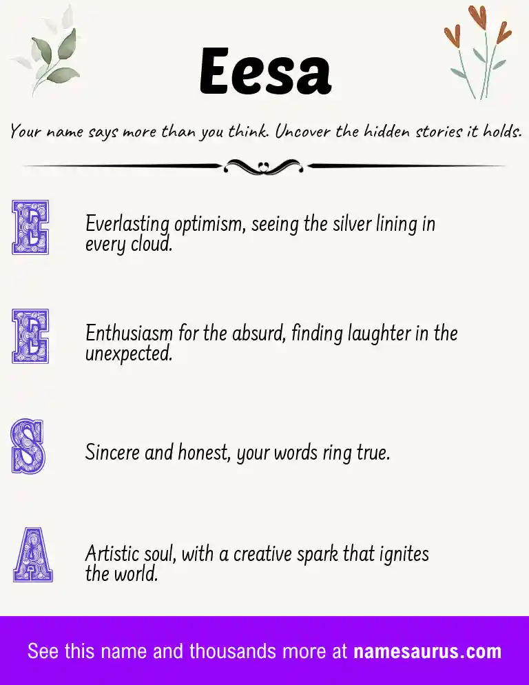 Acrostic poem about Eesa.