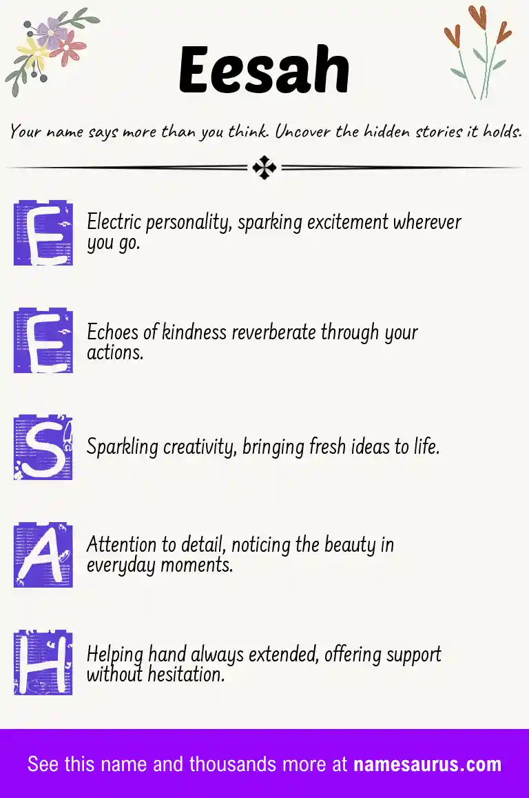 Acrostic poem about Eesah.