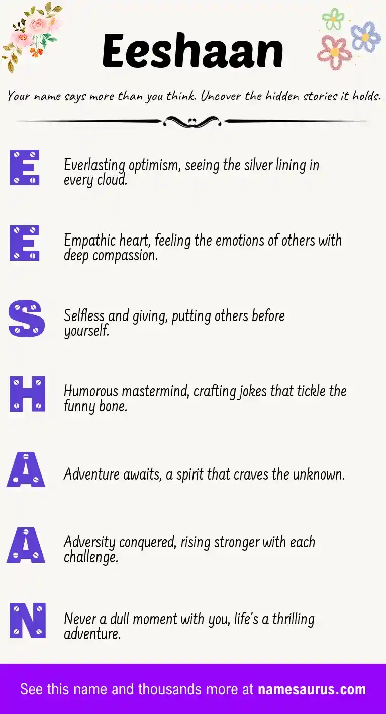 Acrostic poem about Eeshaan.