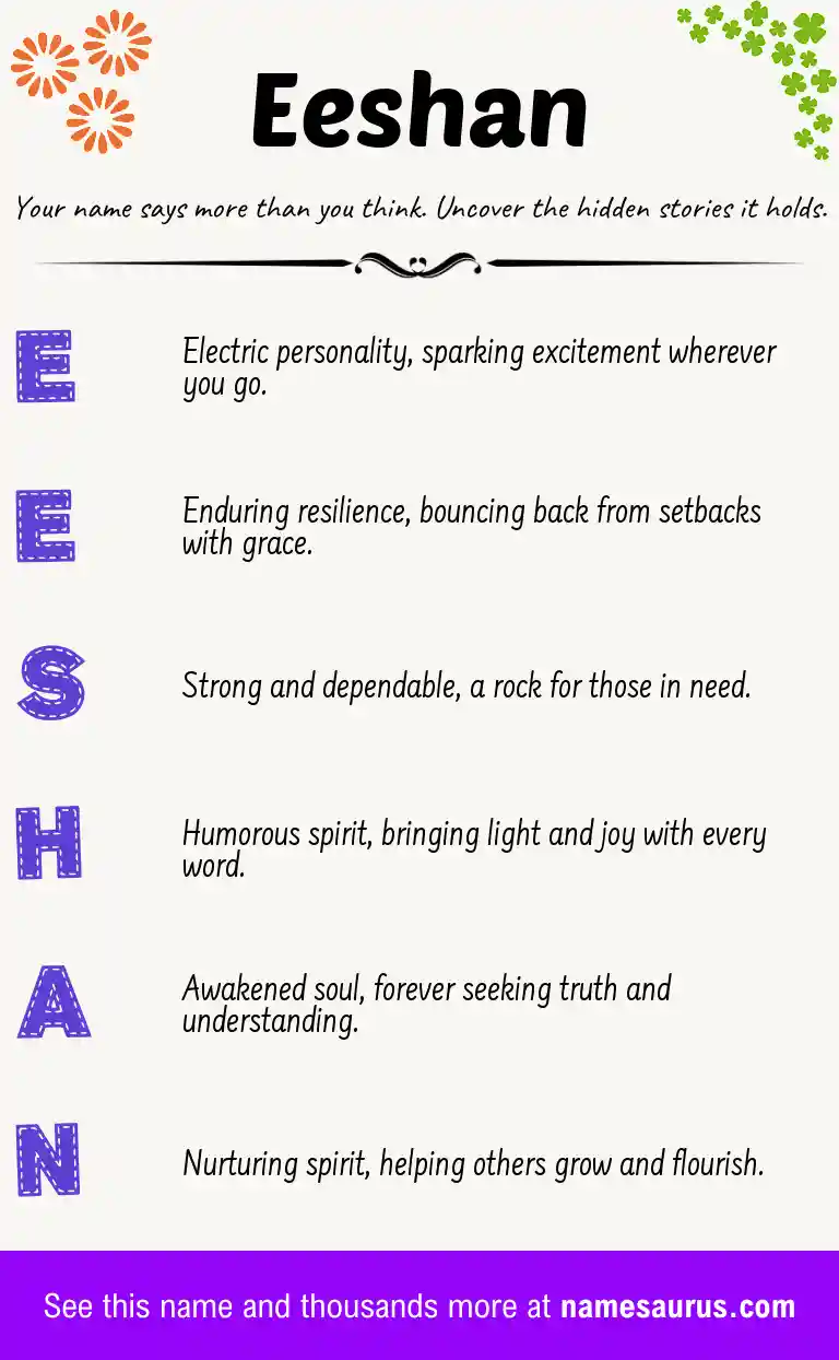 Acrostic poem about Eeshan.