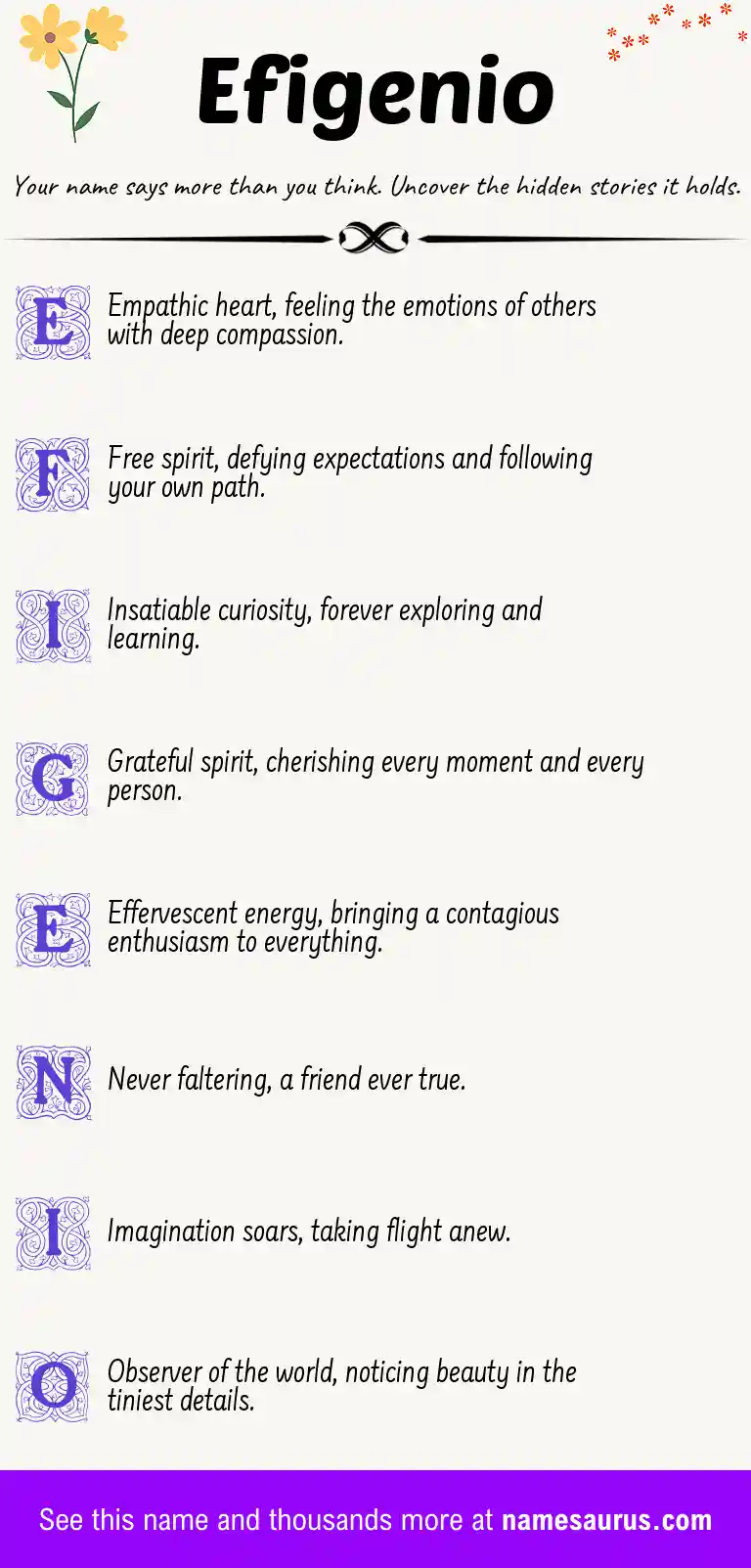 Acrostic poem about Efigenio.