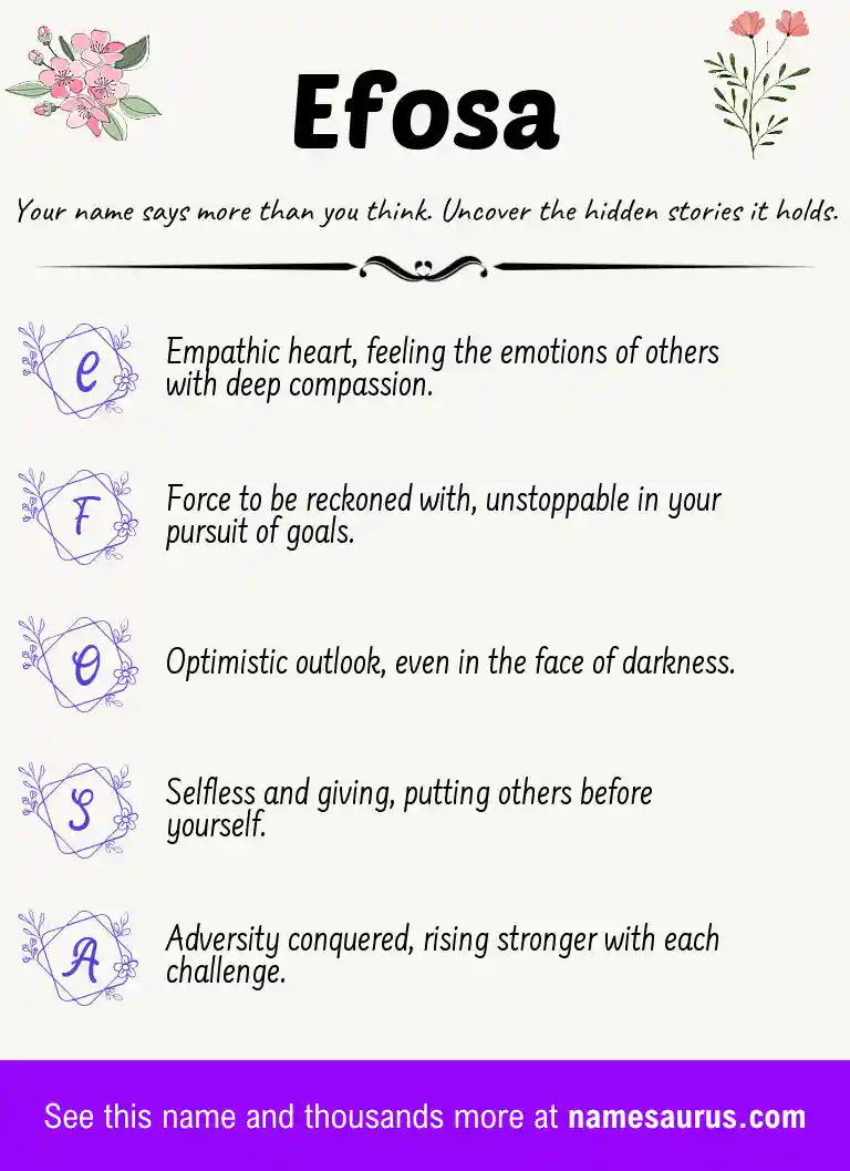 Acrostic poem about Efosa.