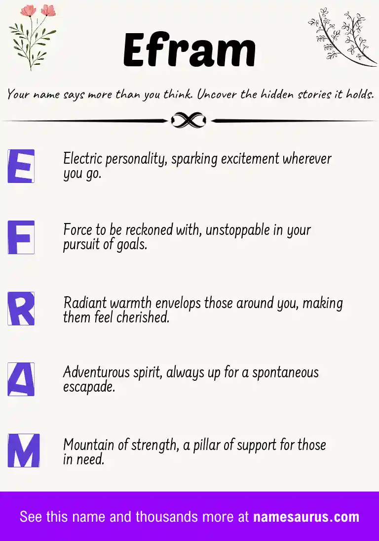 Acrostic poem about Efram.