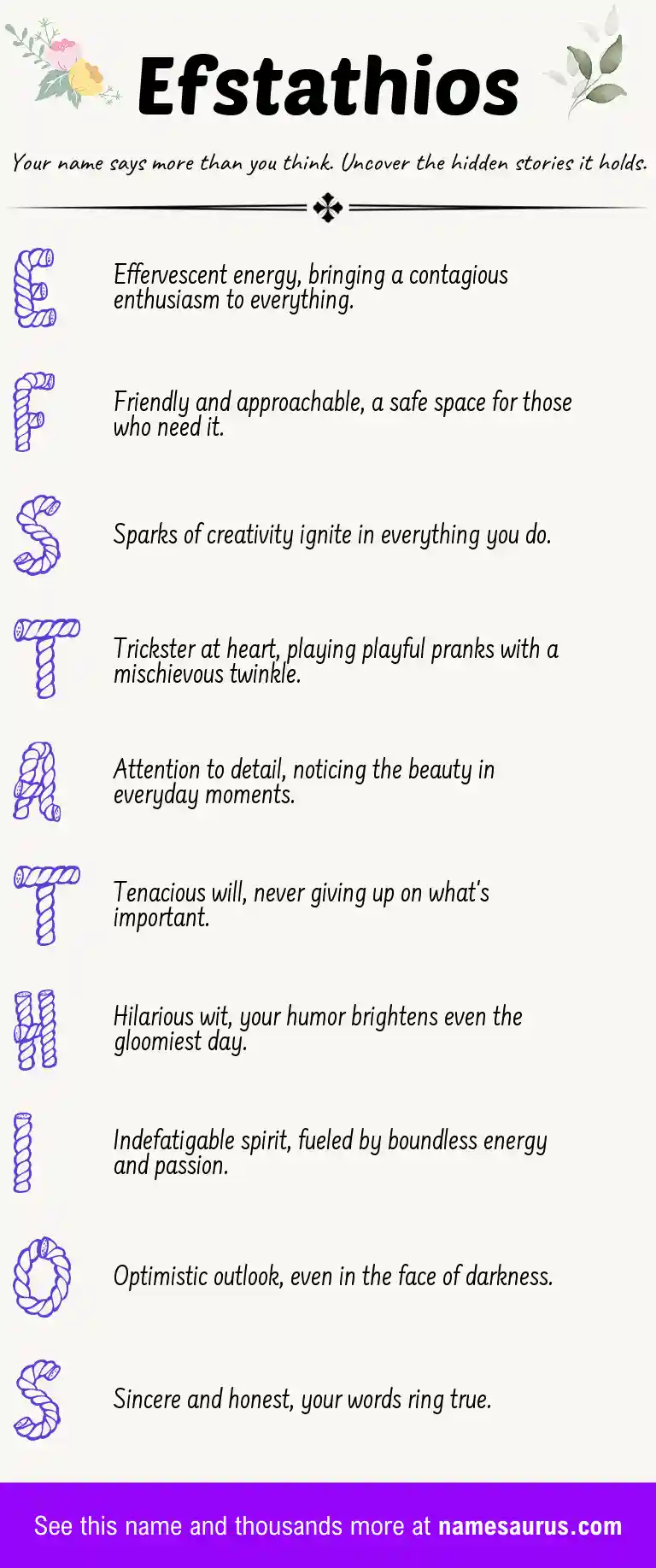 Acrostic poem about Efstathios.