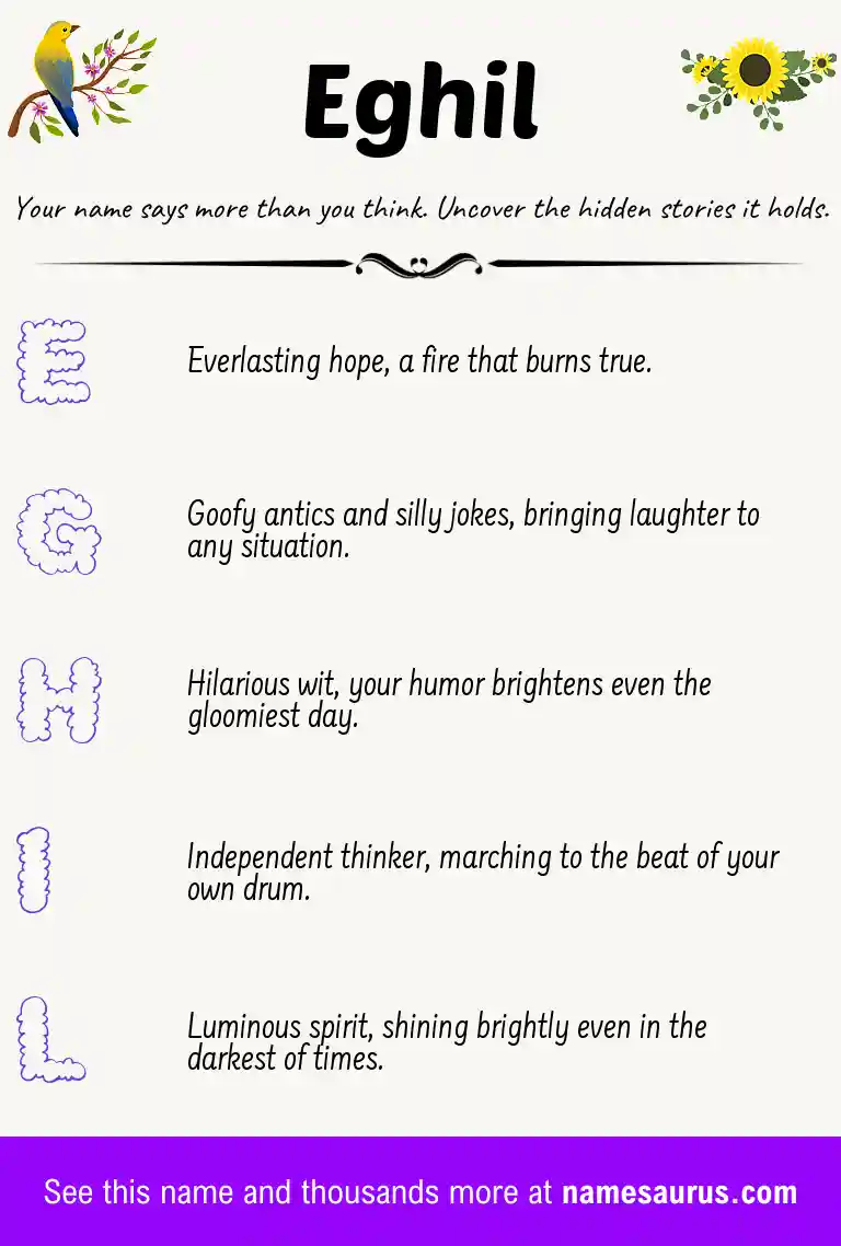 Acrostic poem about Eghil.