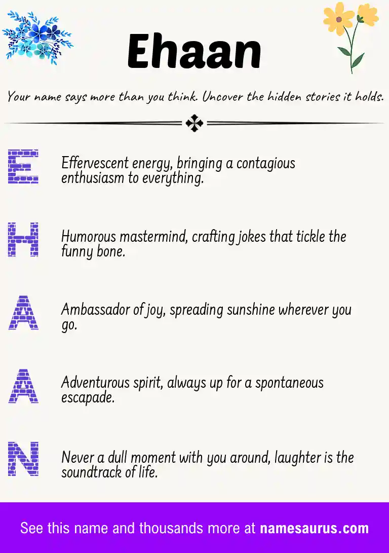 Acrostic poem about Ehaan.