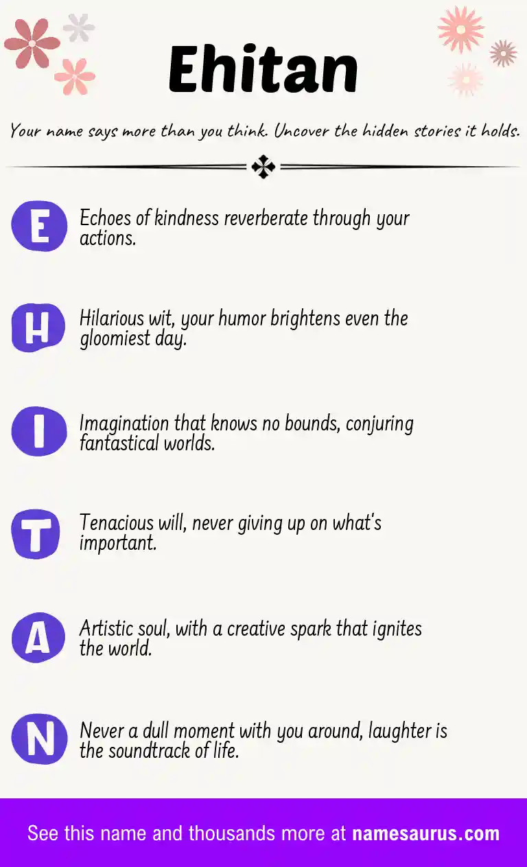 Acrostic poem about Ehitan.