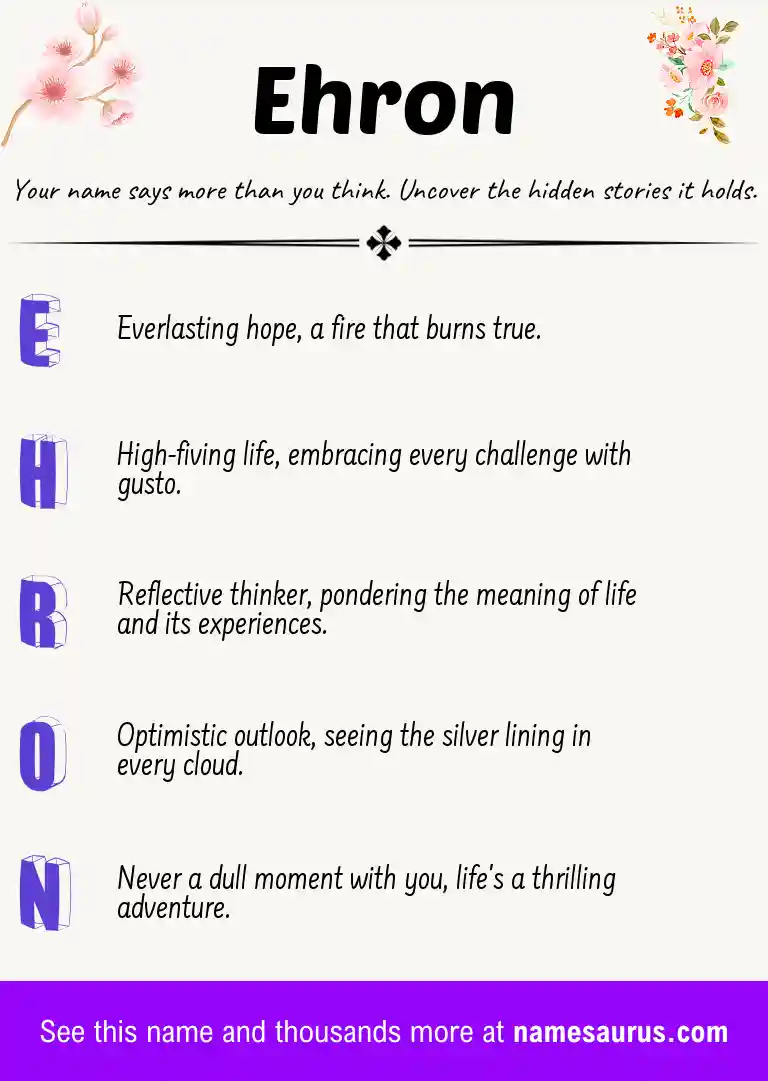 Acrostic poem about Ehron.