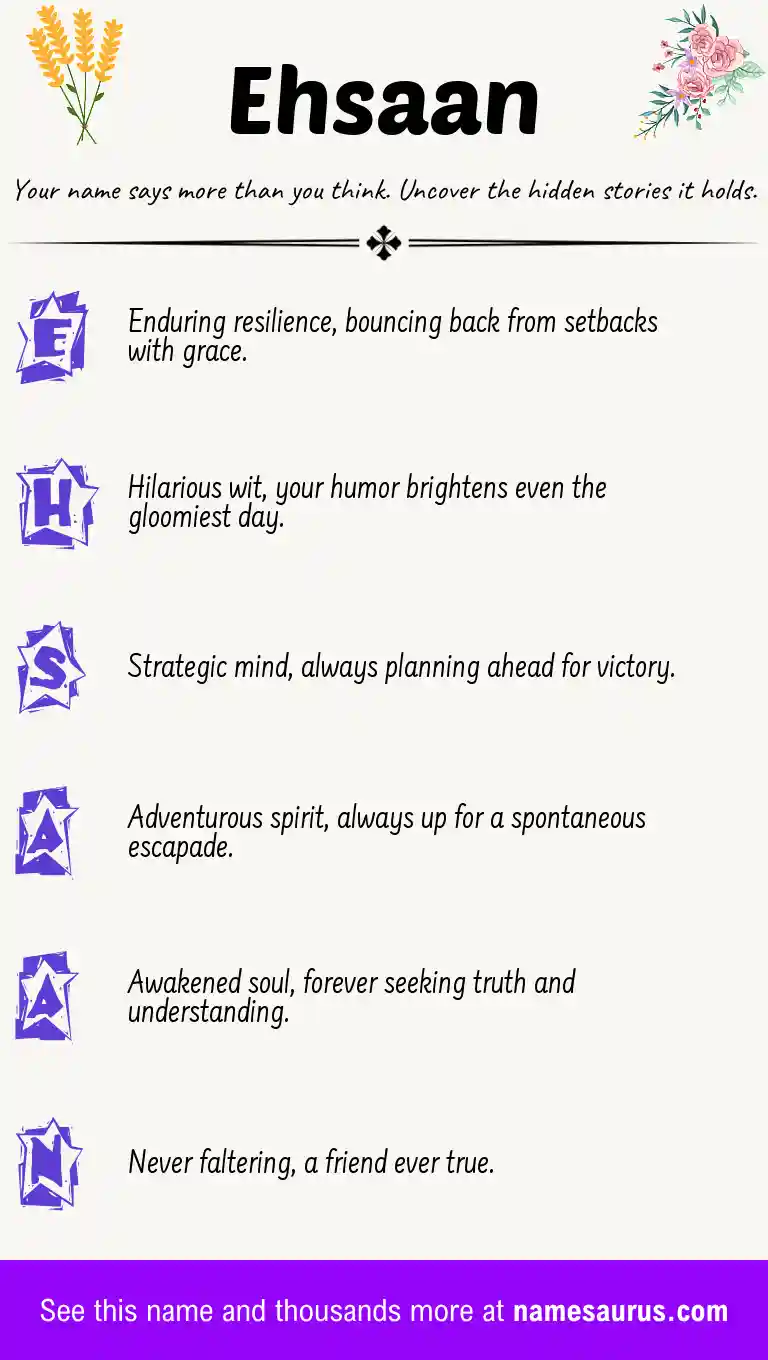 Acrostic poem about Ehsaan.
