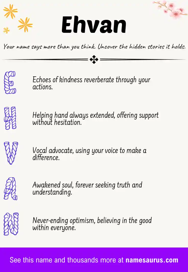 Acrostic poem about Ehvan.