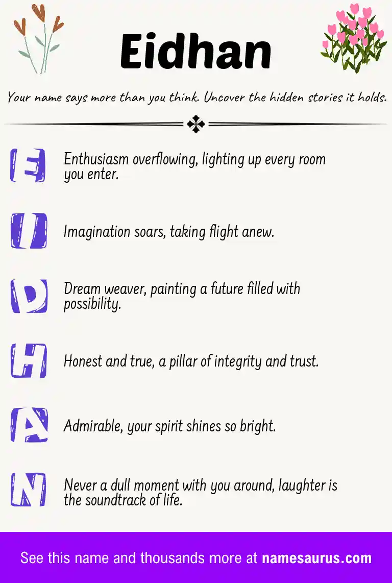 Acrostic poem about Eidhan.
