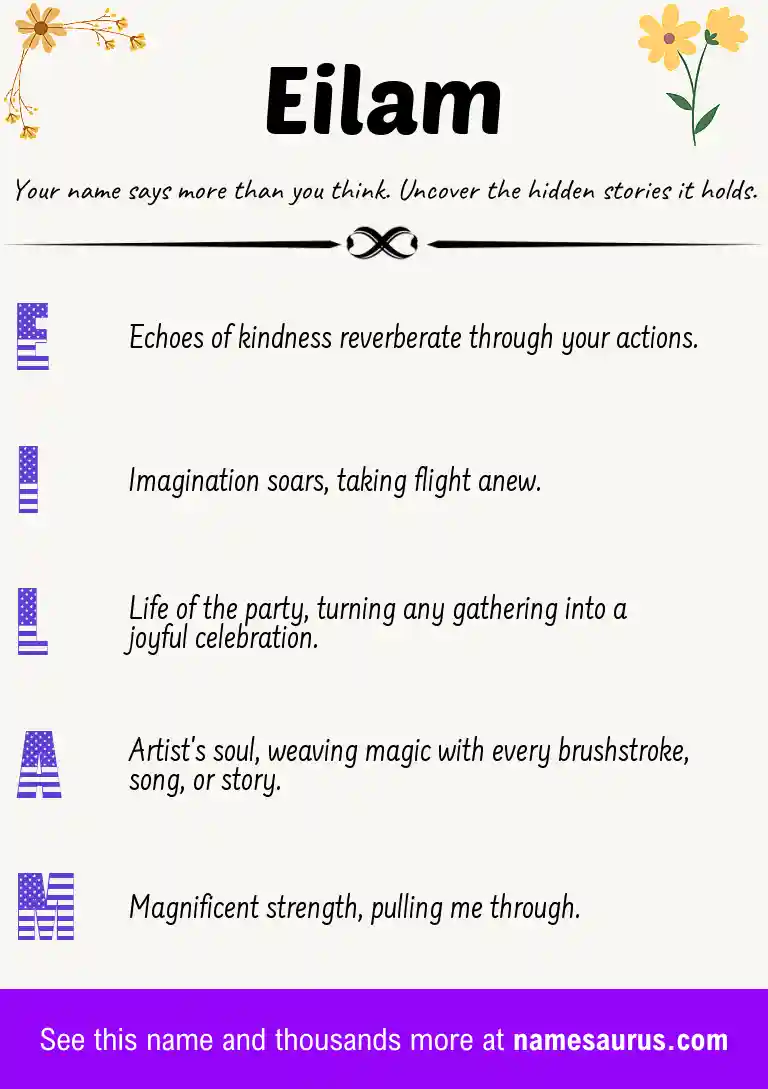 Acrostic poem about Eilam.