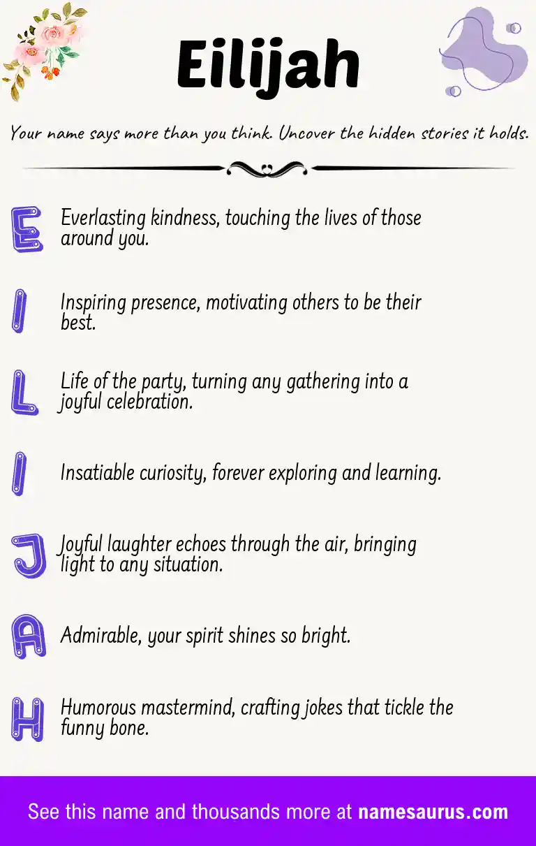 Acrostic poem about Eilijah.