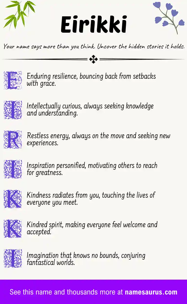 Acrostic poem about Eirikki.