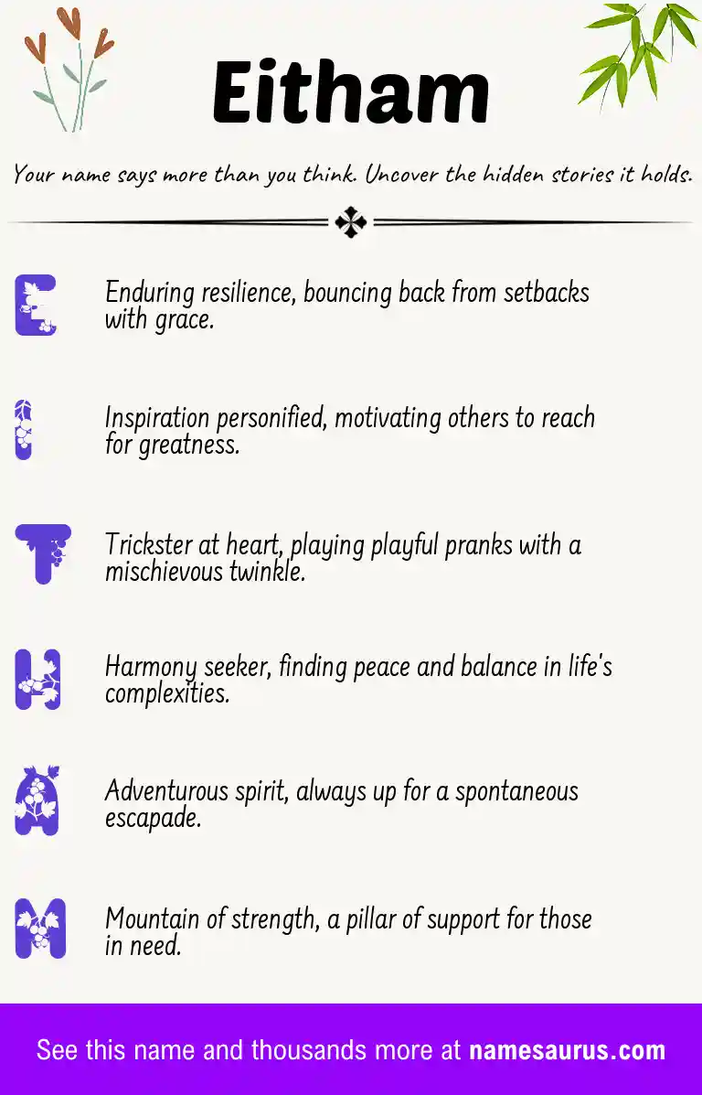 Acrostic poem about Eitham.