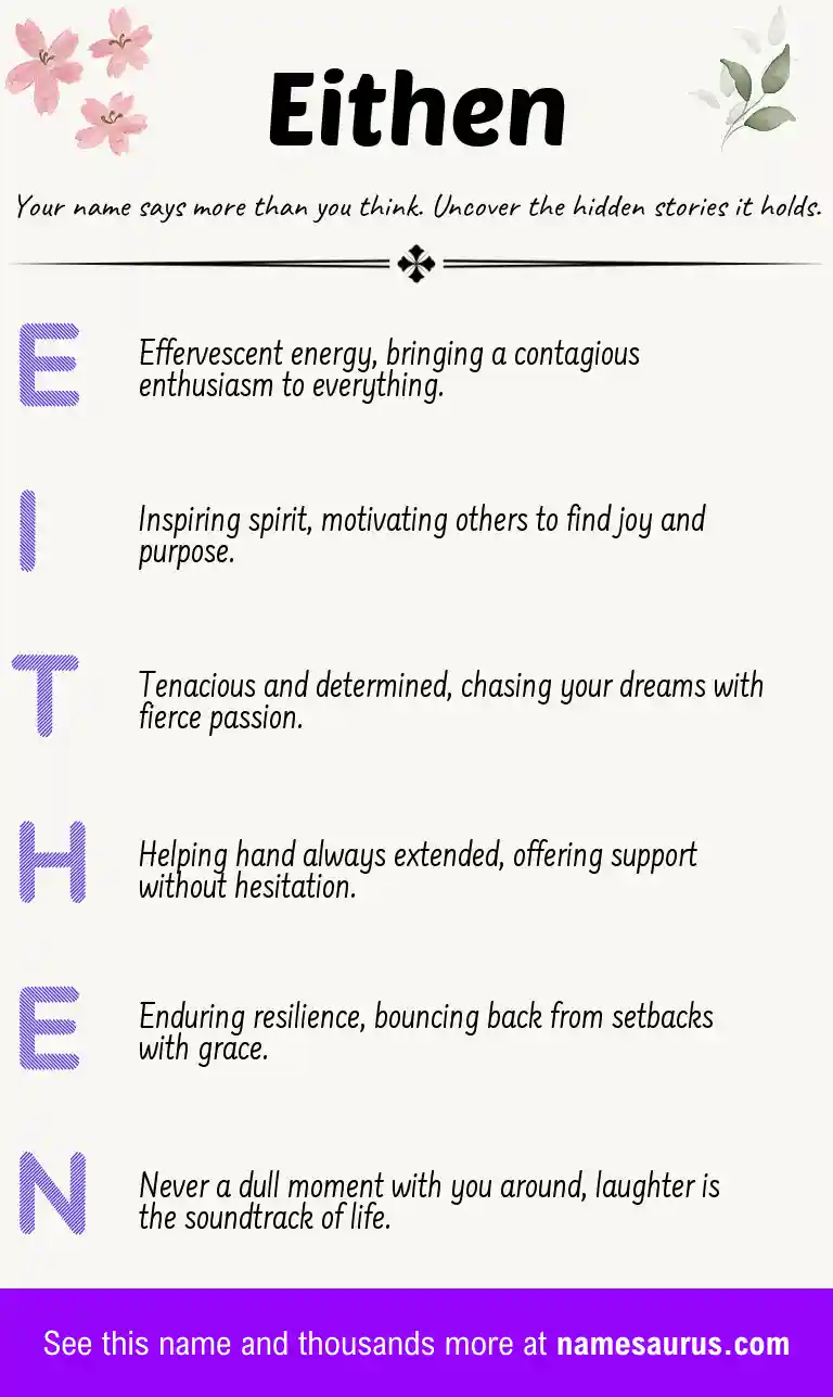 Acrostic poem about Eithen.
