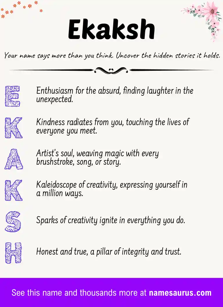 Acrostic poem about Ekaksh.
