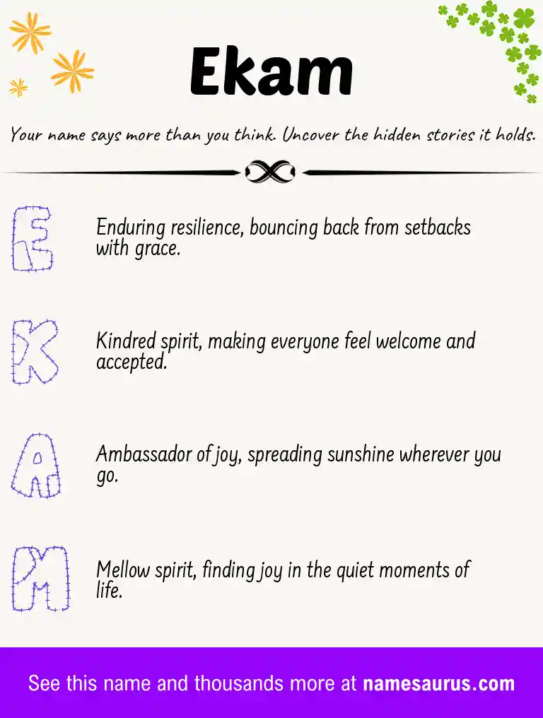 Acrostic poem about Ekam.