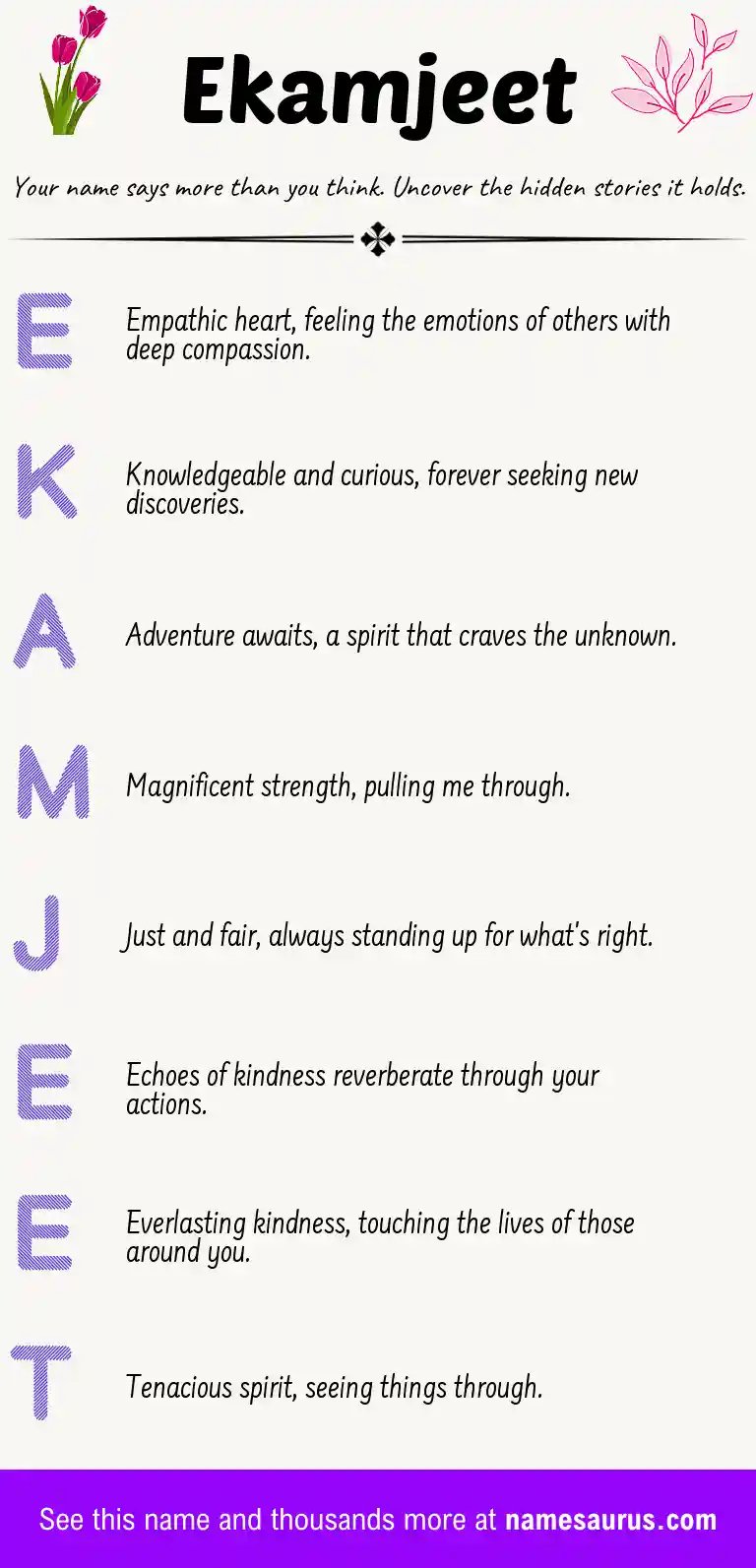 Acrostic poem about Ekamjeet.