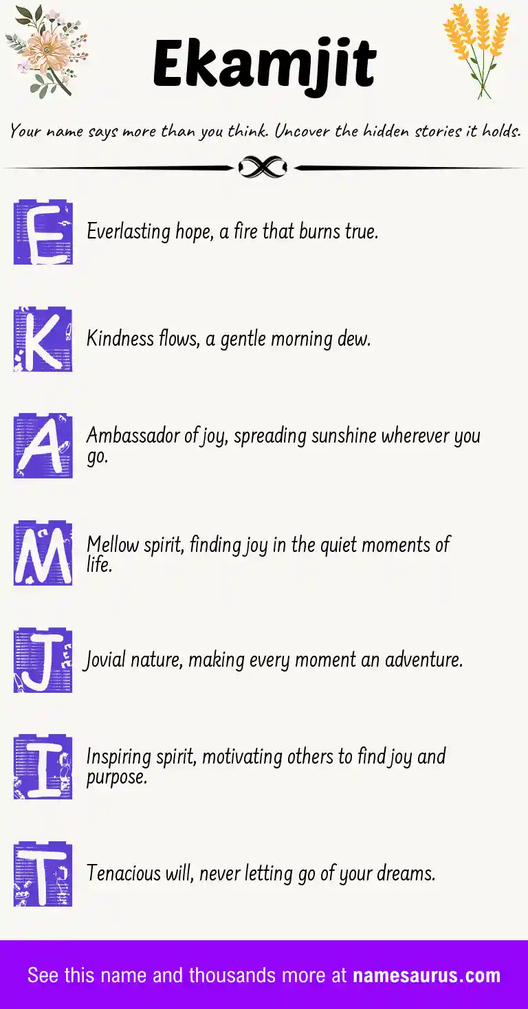 Acrostic poem about Ekamjit.
