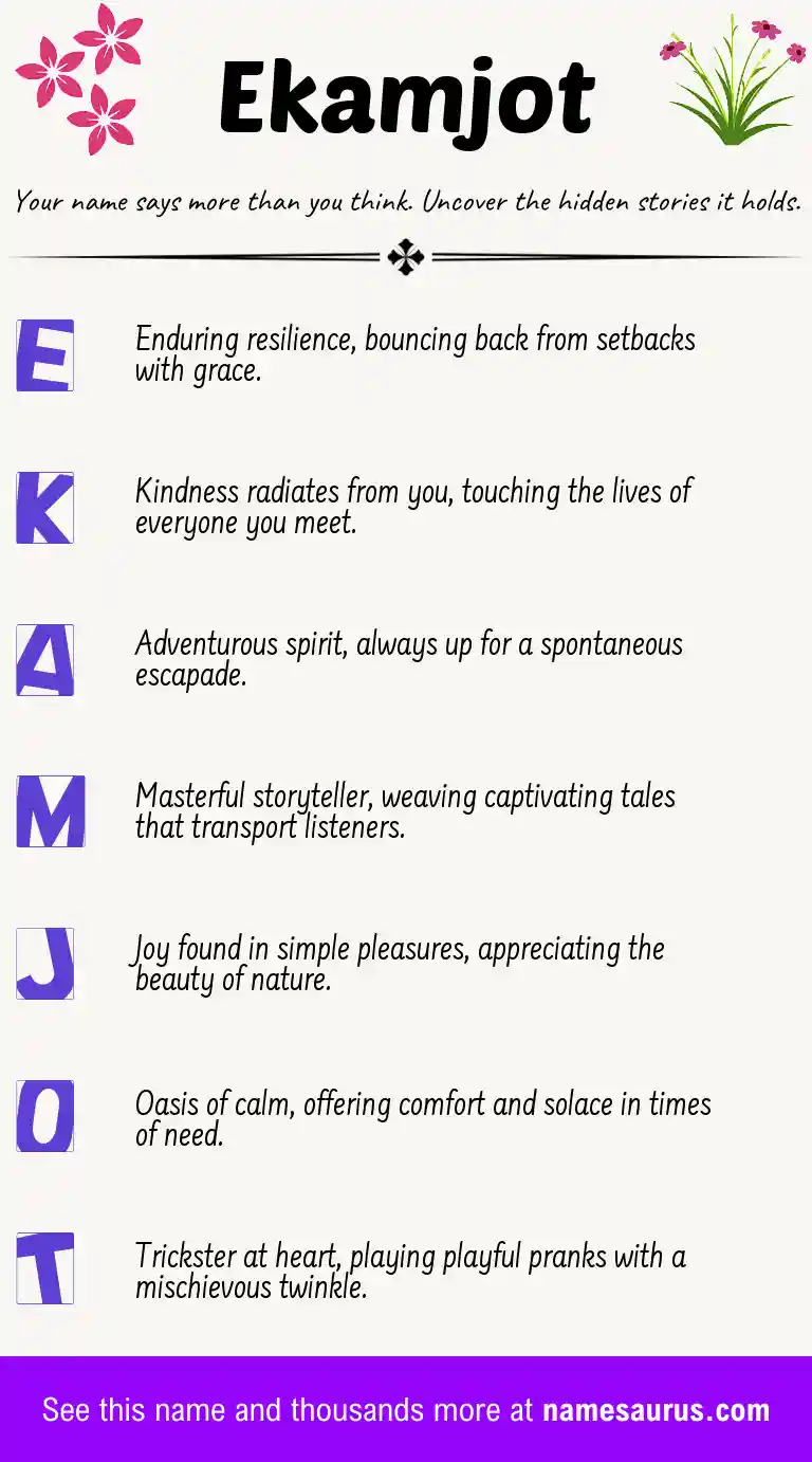 Acrostic poem about Ekamjot.