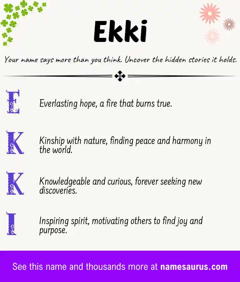 Acrostic poem about Ekki.