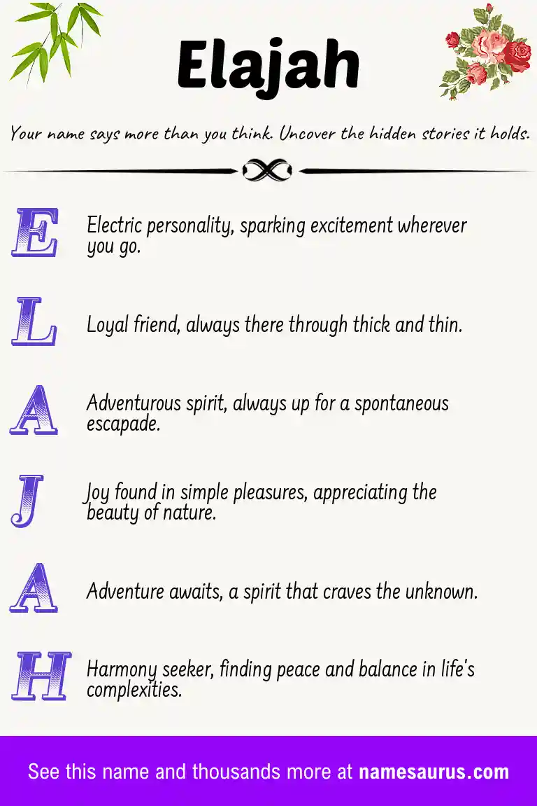 Acrostic poem about Elajah.